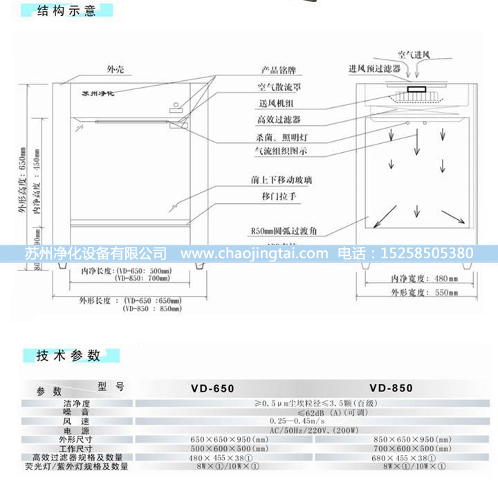 VD-850臺式垂直送風QS認證超凈臺/凈化工作臺